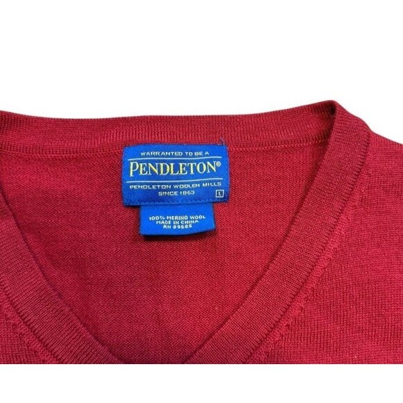 Pendleton Merino Wool Sweater Vest Men's Size Large Red V-Neck  Knit Top Preppy - Picture 4 of 6